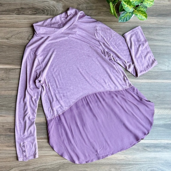 NWT Kori America Cowl Neck Tunic Top Purple Hi-Low Hem Size Small - Picture 10 of 10